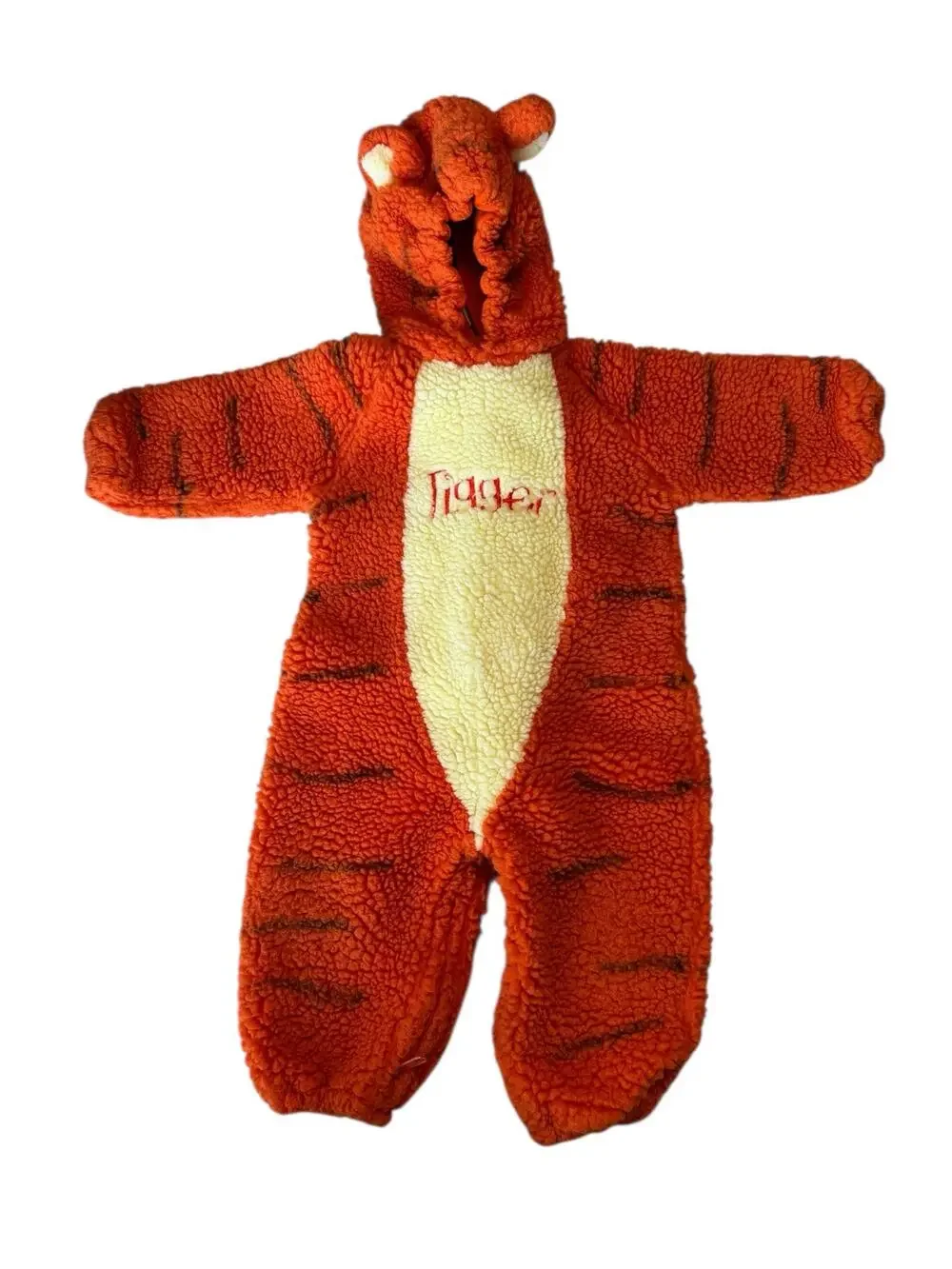 Vintage DISNEY STORE Tigger Fleece Hooded Costume Size 3-5 Toddler Kids Zipper - Picture 1 of 7
